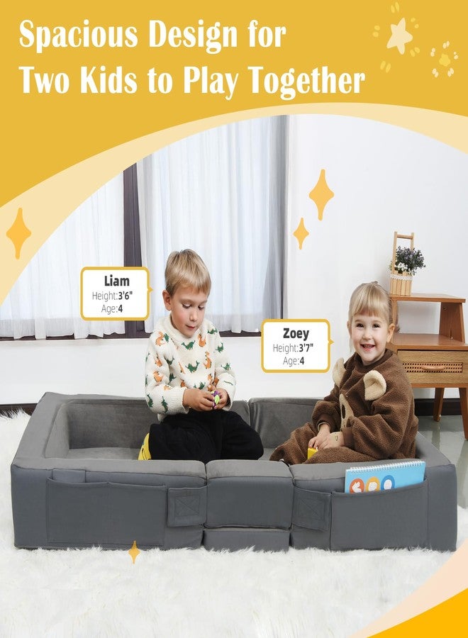 ENITYA Toddler Travel Bed – Portable Foldable Soft Foam Floor Bed for Kids 1–4yr, No Assembly, Washable Cover, Built-in Safety Rails, Compact for Travel & Home Use, Grey - Image 4